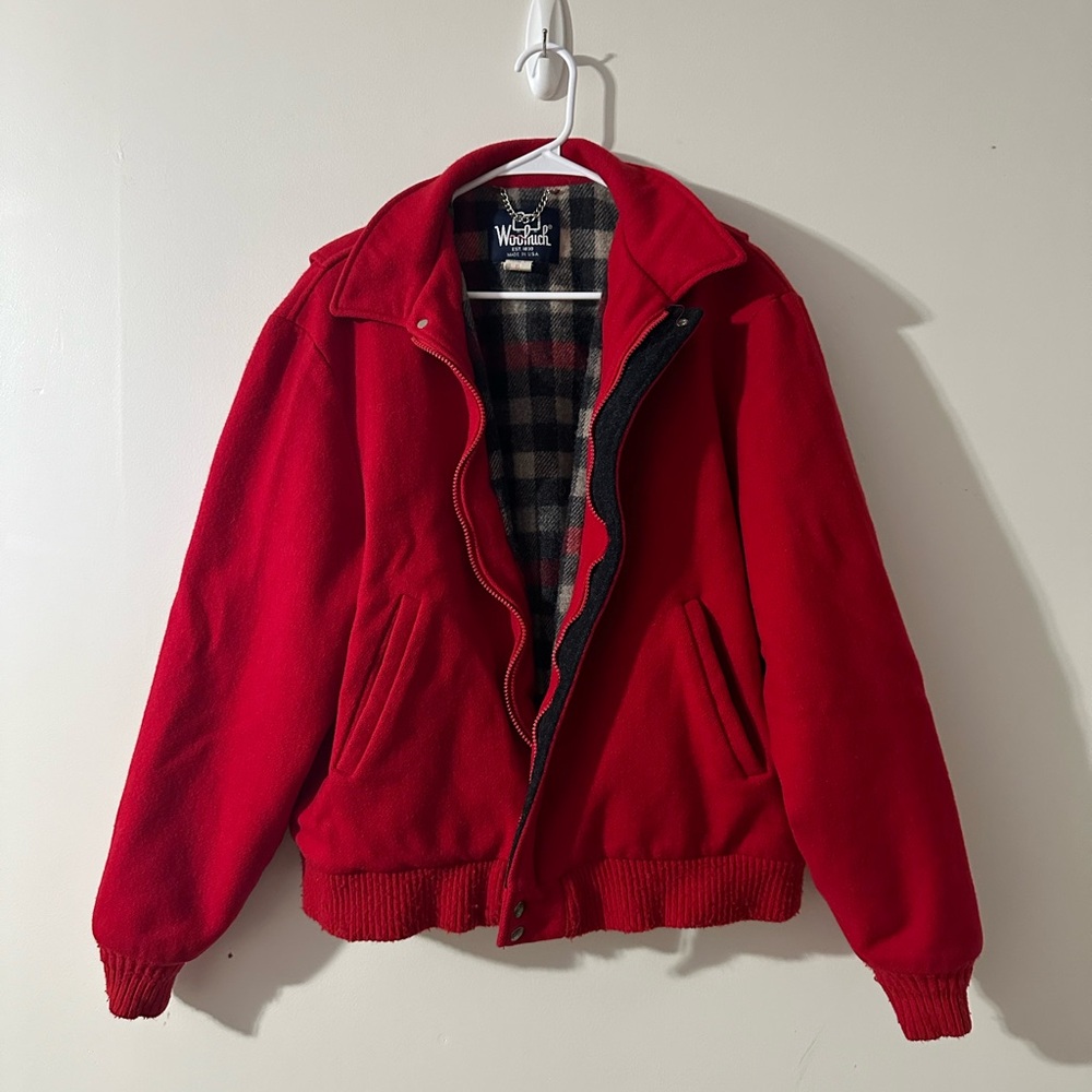 Woolrich || Vintage Women’s Red Woolrich Wool Bomber Jacket Size XL